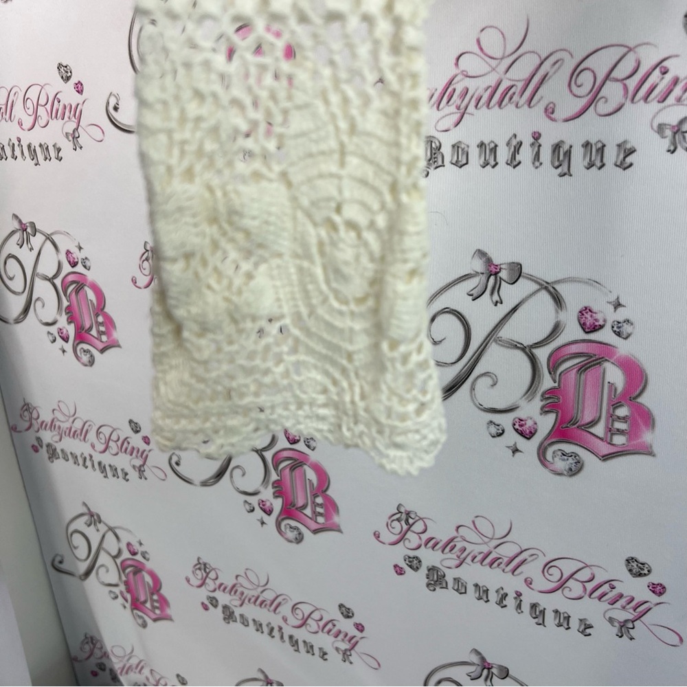David brooks hand crochet long sleeve cardigan Women's Cream Crochet Top - Picture 6 of 11